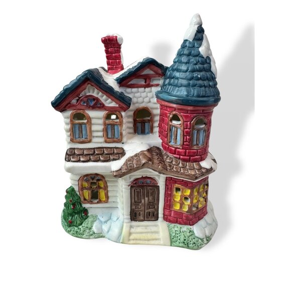 Woolworth 5Pc Porcelain House Night Light Set Snowy Village Christmas Vintage - Picture 6 of 16